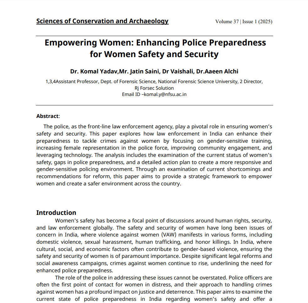 Empowering Women: Enhancing Police Preparedness for Women Safety and Security